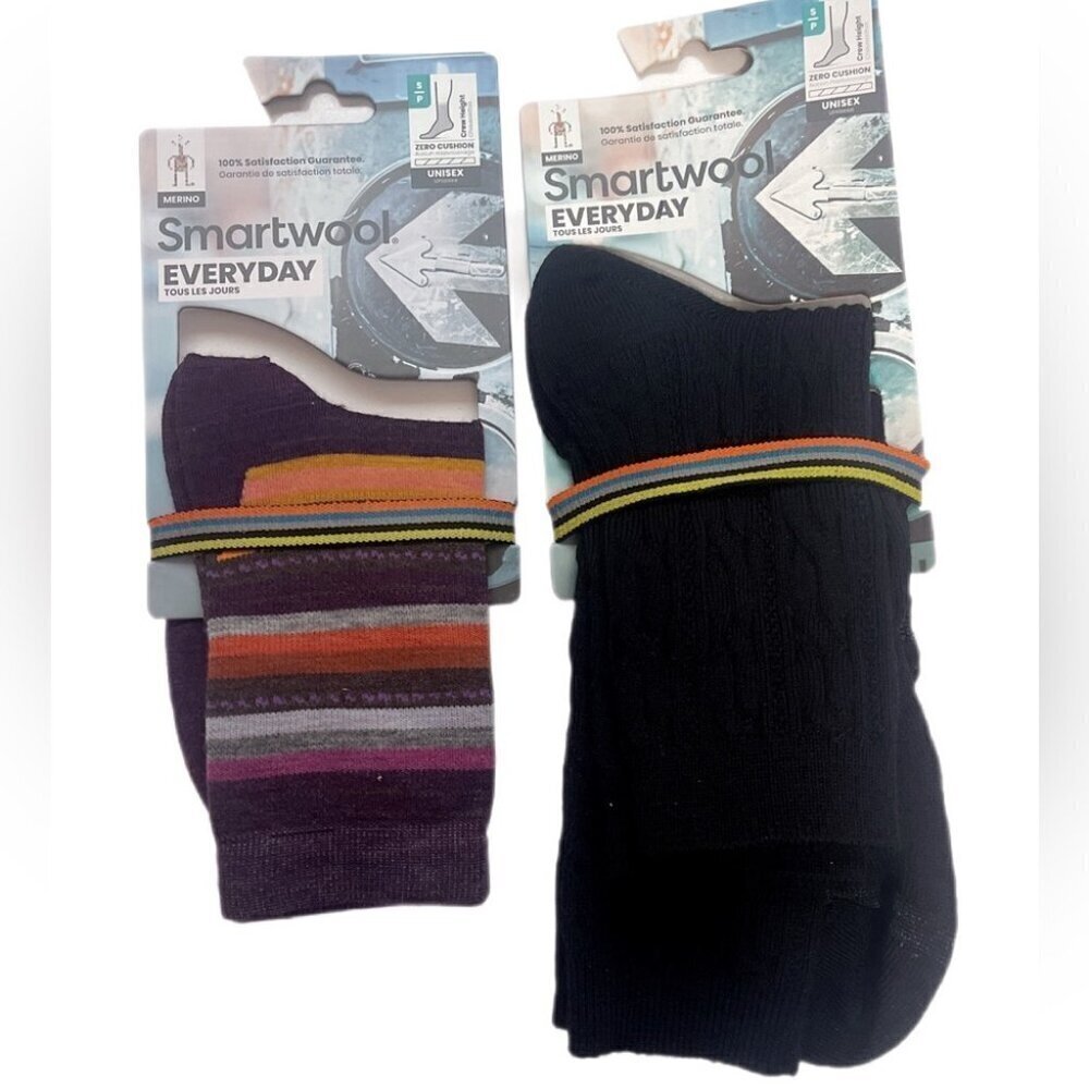 NWT 2 x Smartwool Everyday Merino Comfort Mesh Zones Unisex Crew Height Socks S